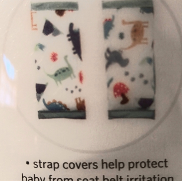 Infant Car Seat Accessory Set Seafoam Green With Dinosaur Print Monbebe NEW - Picture 6 of 8